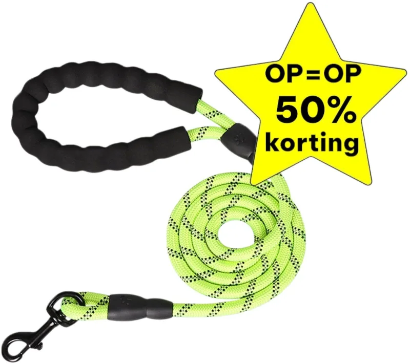 DWXL- Reflecterende Hondenriem Soft Grip, Geel